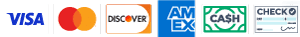 Visa, MasterCard, Discover, American Express, Cash & Check